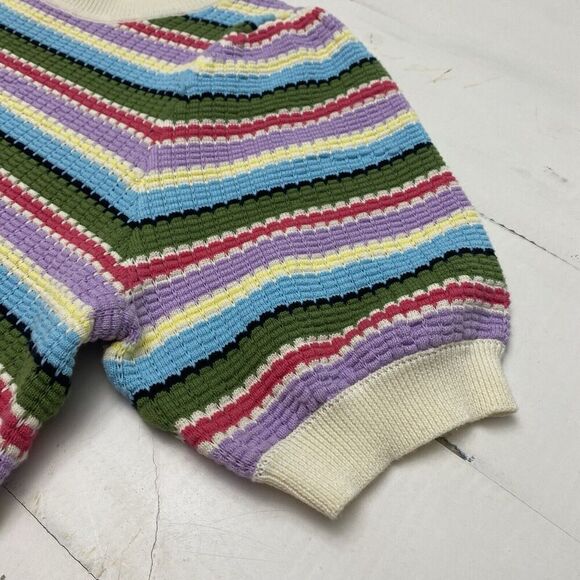 Vine & Love Kenzie Sweater Multicolored Stripes Scallop Neck Women's size Med - Picture 6 of 9